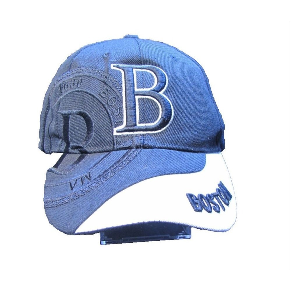Boston Adjustable Cap Bay State Embroidered‎ Black White Baseball Hat